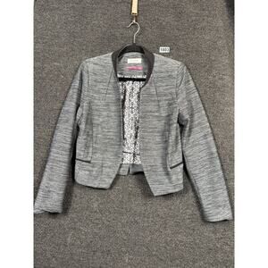 Naf Naf Paris Blazer Jacket Open Front Womens Size 38 US 6 Gray Long Sleeve